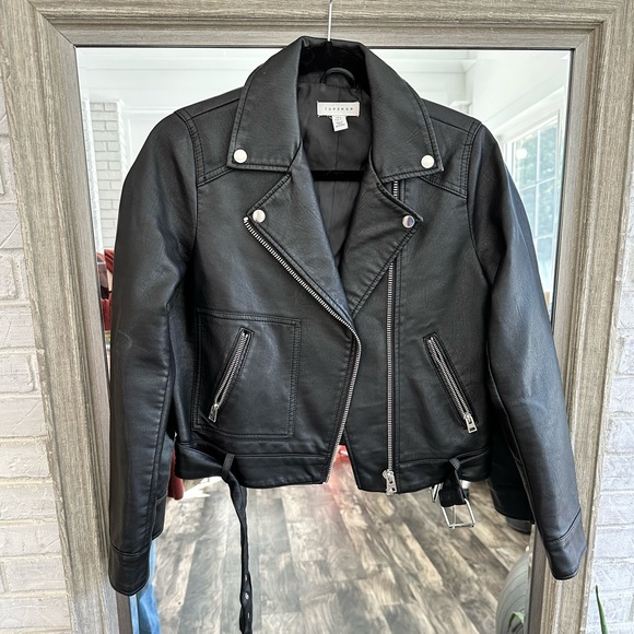 Topshop Jackets & Blazers - TOPSHOP FAUX LEATHER MOTO JACKET